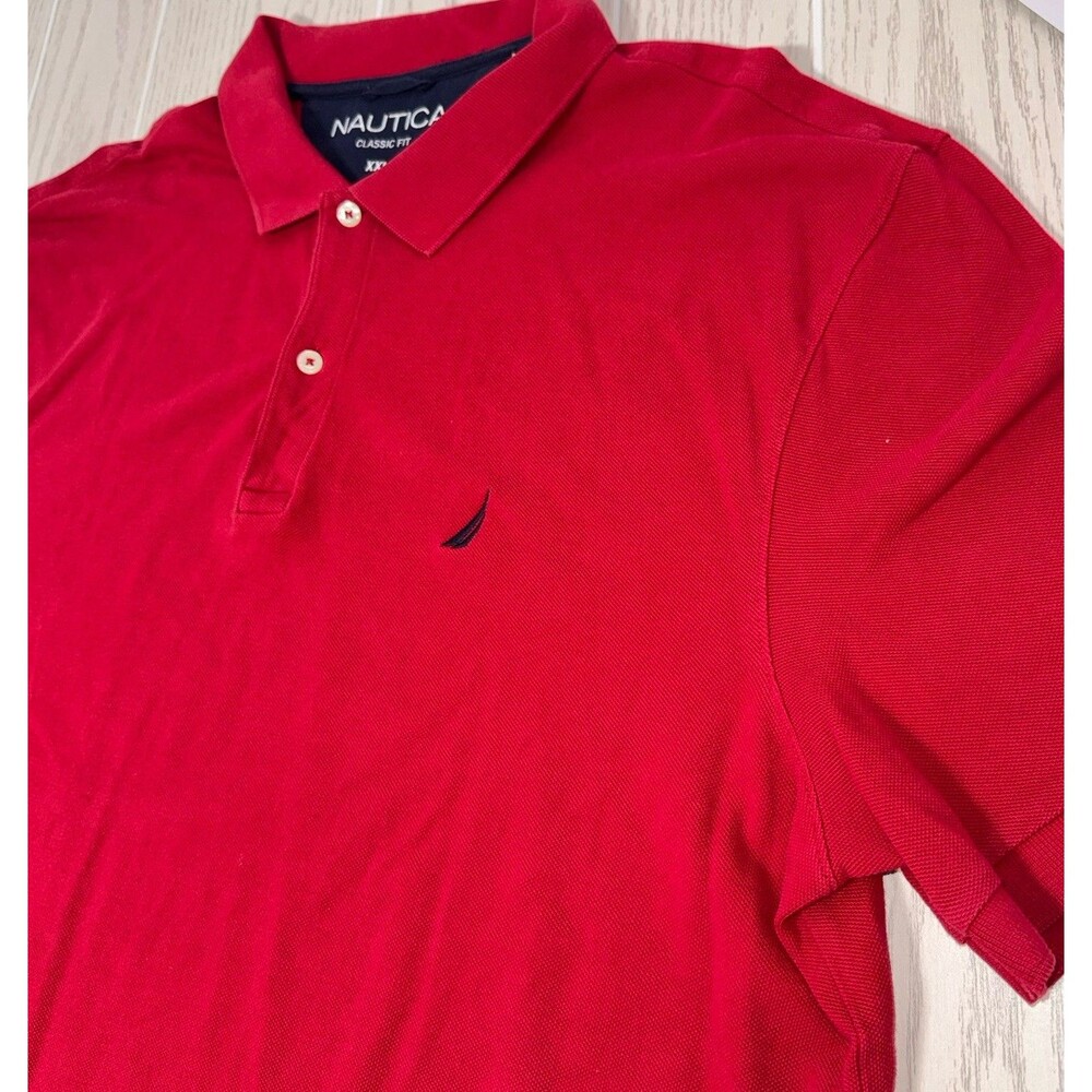 Nautica Mens Red Classic Cotton Re Polo Short Sleeve Shirt Size XXL Exc Cond.